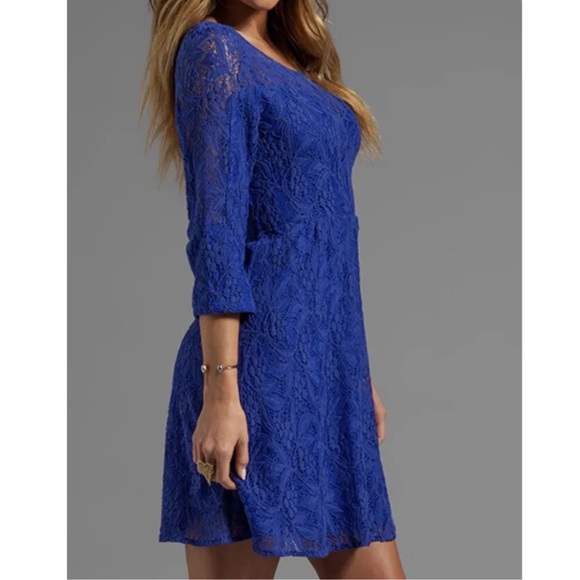 FREE PEOPLE Embroidered Lace Royal Blue Skater Swing Dress Size Small NWT - Picture 5 of 15